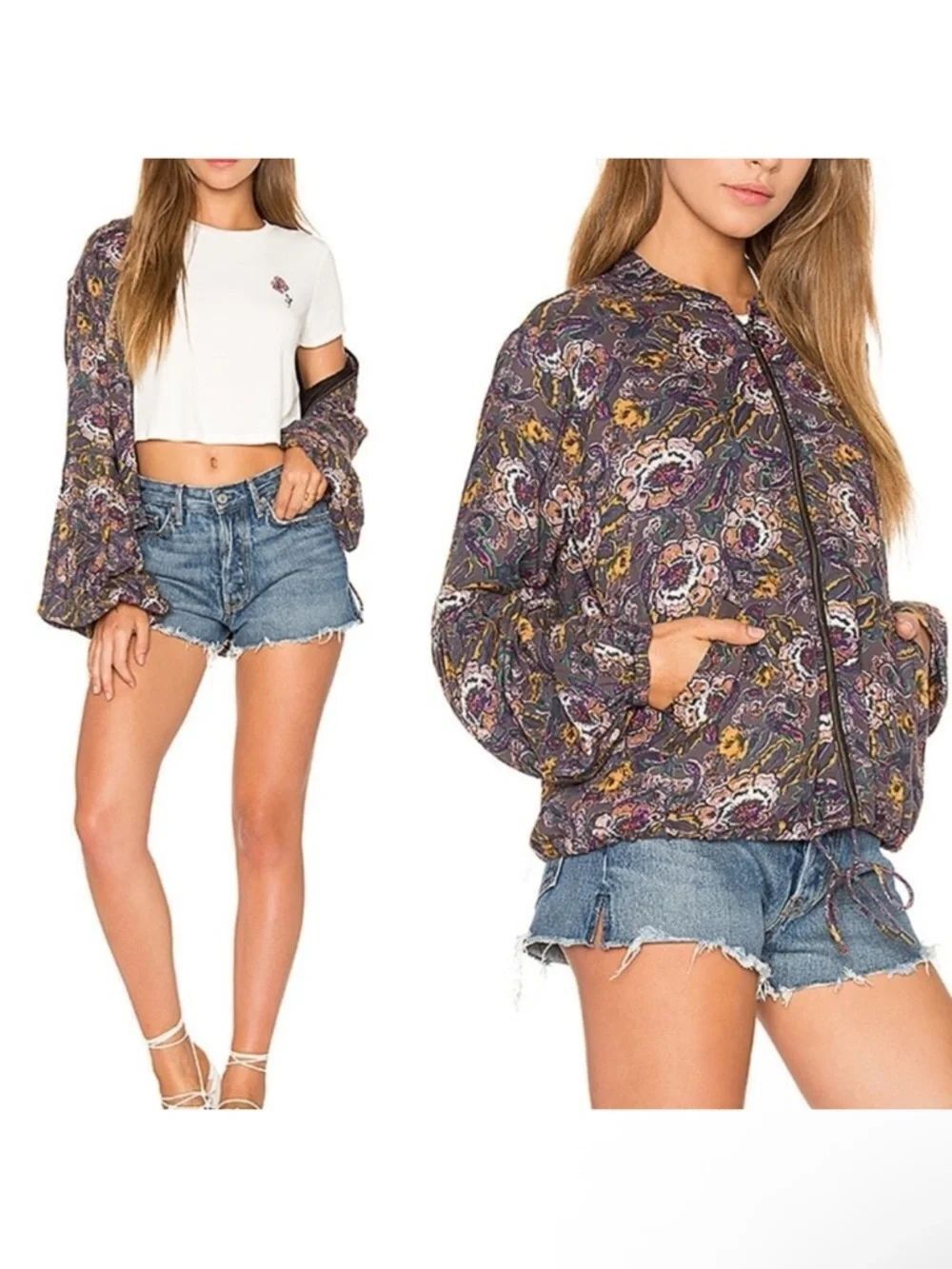 FREE PEOPLE Paisley Balloon Sleeve Jacket S